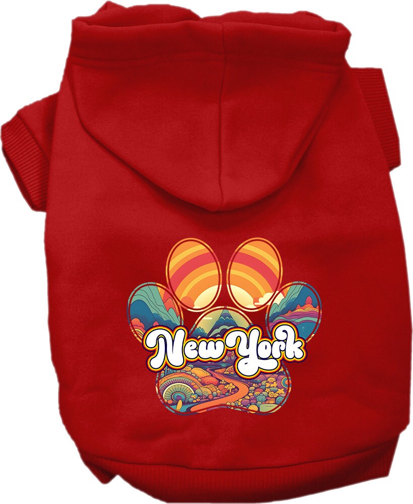 Pet Dog & Cat Screen Printed Hoodie for Small to Medium Pets (Sizes XS-XL), "New York Groovy Summit"