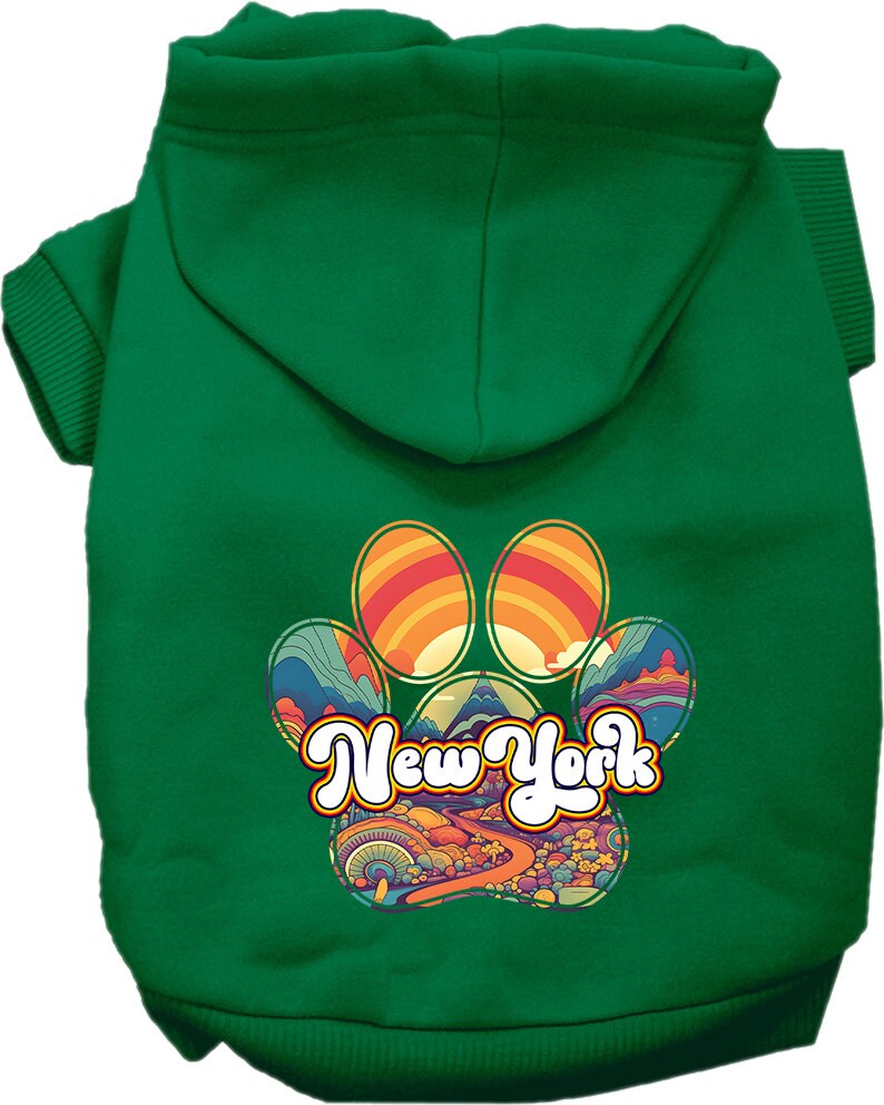 Pet Dog & Cat Screen Printed Hoodie for Small to Medium Pets (Sizes XS-XL), "New York Groovy Summit"