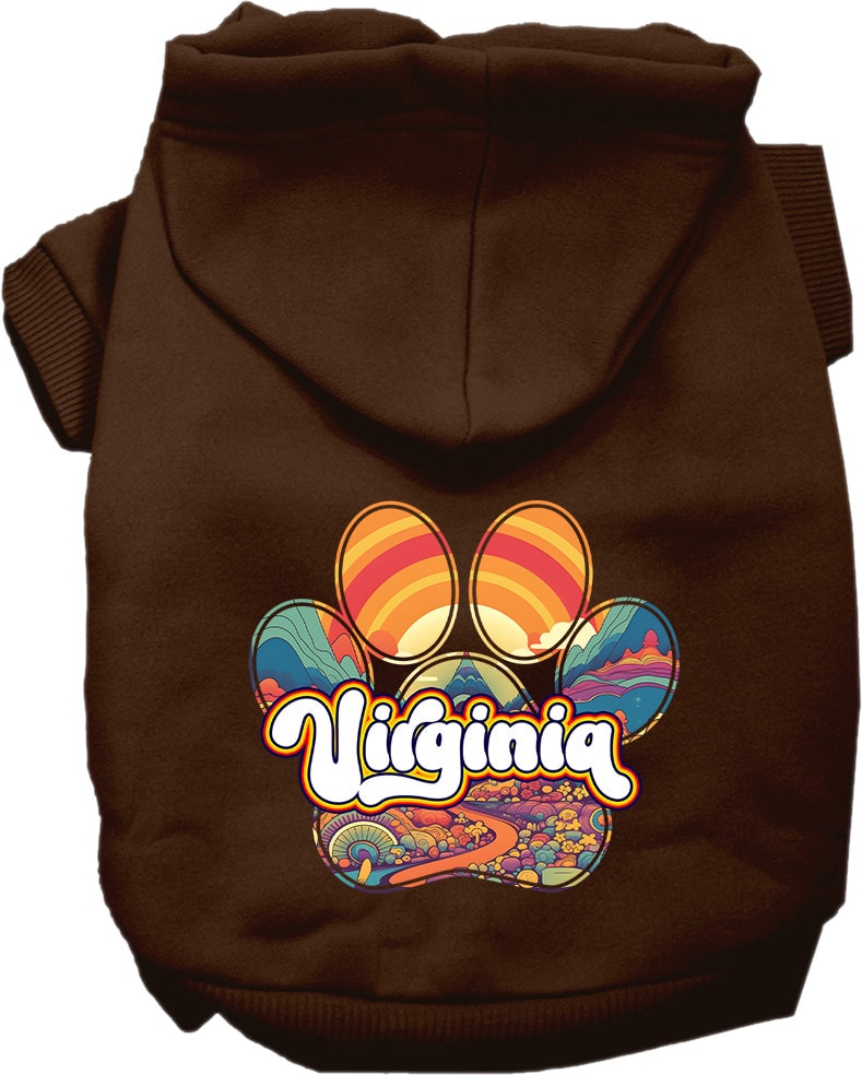 Pet Dog & Cat Screen Printed Hoodie for Small to Medium Pets (Sizes XS-XL), "Virginia Groovy Summit"