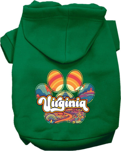 Pet Dog & Cat Screen Printed Hoodie for Small to Medium Pets (Sizes XS-XL), "Virginia Groovy Summit"