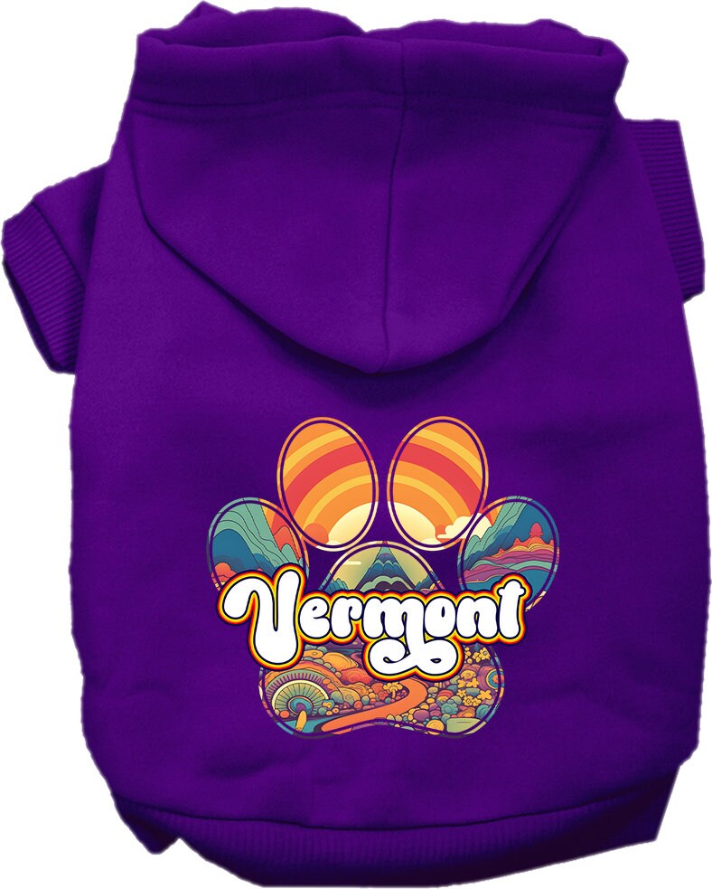 Pet Dog & Cat Screen Printed Hoodie for Small to Medium Pets (Sizes XS-XL), "Vermont Groovy Summit"