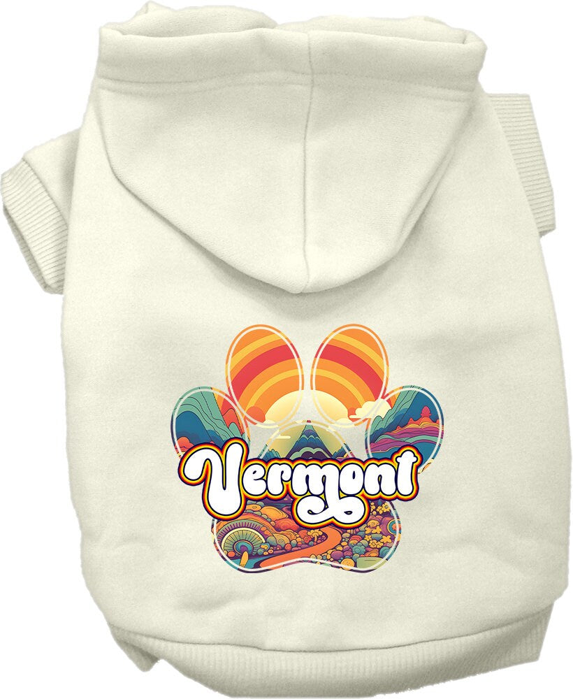 Pet Dog & Cat Screen Printed Hoodie for Small to Medium Pets (Sizes XS-XL), "Vermont Groovy Summit"