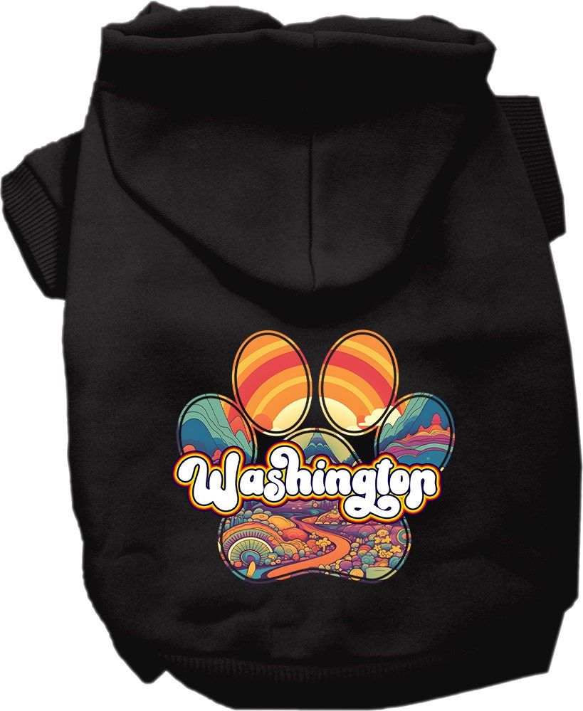 Pet Dog & Cat Screen Printed Hoodie for Small to Medium Pets (Sizes XS-XL), "Washington Groovy Summit"