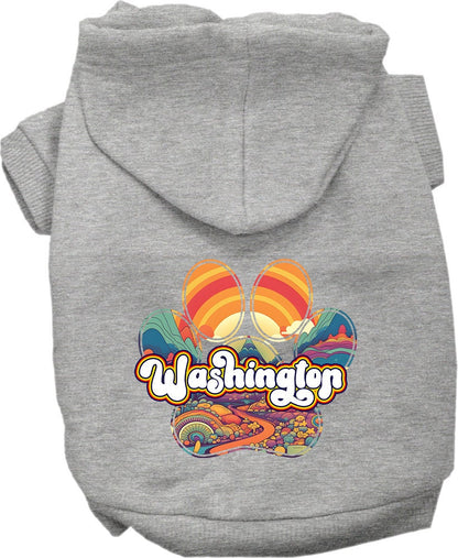 Pet Dog & Cat Screen Printed Hoodie for Small to Medium Pets (Sizes XS-XL), "Washington Groovy Summit"