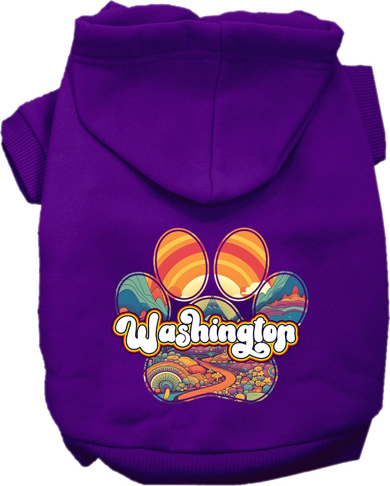 Pet Dog & Cat Screen Printed Hoodie for Small to Medium Pets (Sizes XS-XL), "Washington Groovy Summit"