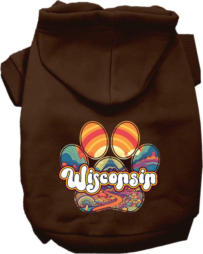 Pet Dog & Cat Screen Printed Hoodie for Small to Medium Pets (Sizes XS-XL), "Wisconsin Groovy Summit"