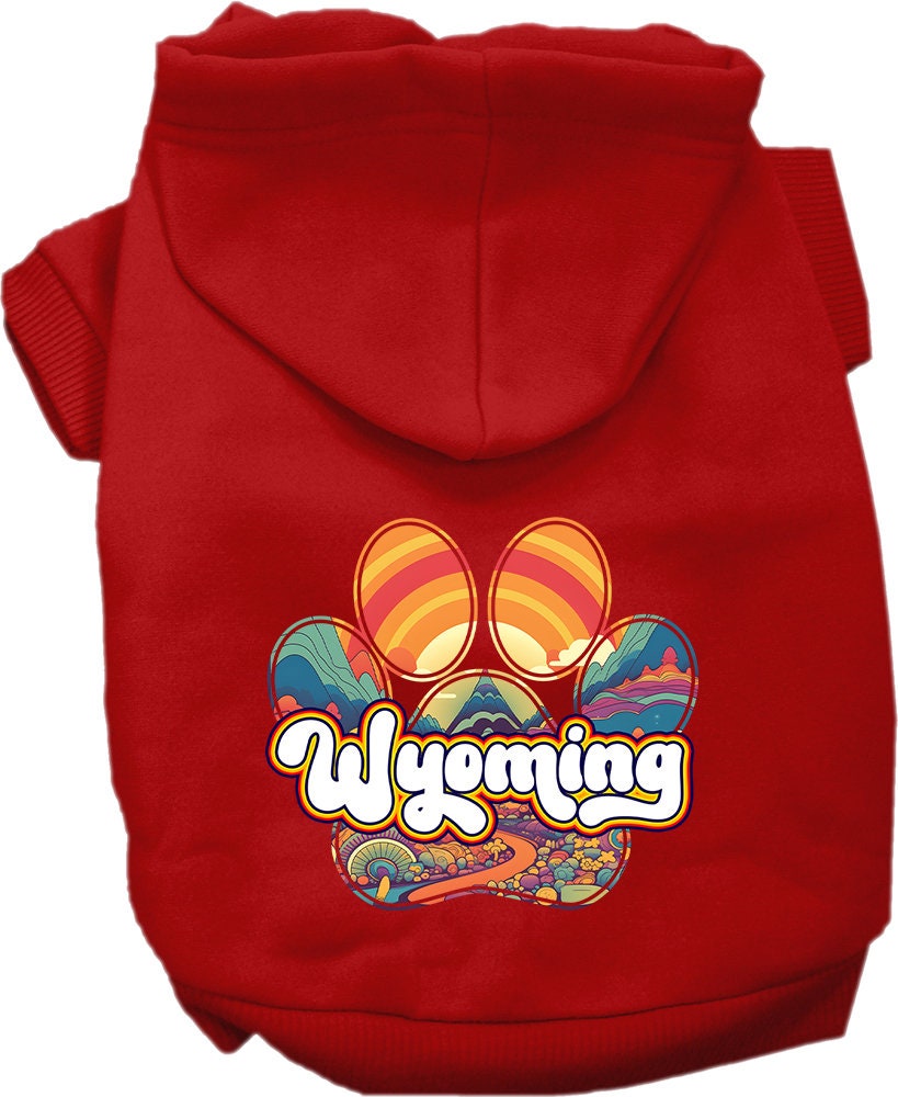 Sudadera con capucha serigrafiada para perros y gatos, para mascotas pequeñas y medianas (tallas XS a XL), "Wyoming Groovy Summit"