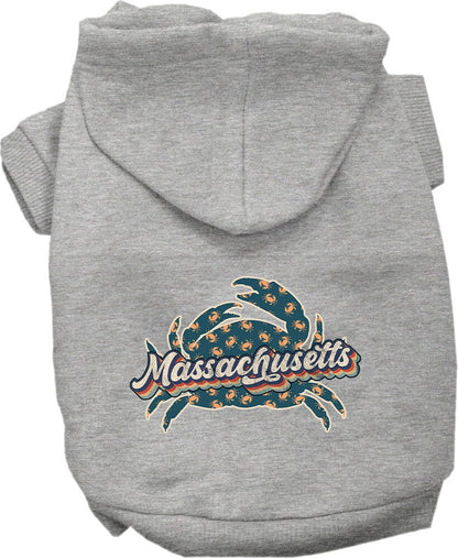 Sudadera con capucha serigrafiada para perros y gatos, para mascotas medianas y grandes (tallas 2XL-6XL), "Massachusetts Retro Crabs"