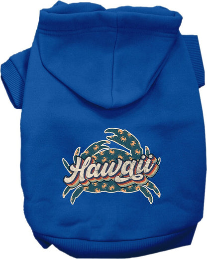 Sudadera con capucha serigrafiada para perros y gatos, para mascotas pequeñas y medianas (tallas XS a XL), "Hawaii Retro Crabs"