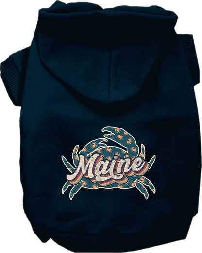 Sudadera con capucha serigrafiada para perros y gatos, para mascotas medianas y grandes (tallas 2XL-6XL), "Maine Retro Crabs"