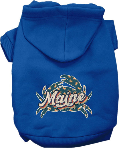 Sudadera con capucha serigrafiada para perros y gatos, para mascotas medianas y grandes (tallas 2XL-6XL), "Maine Retro Crabs"