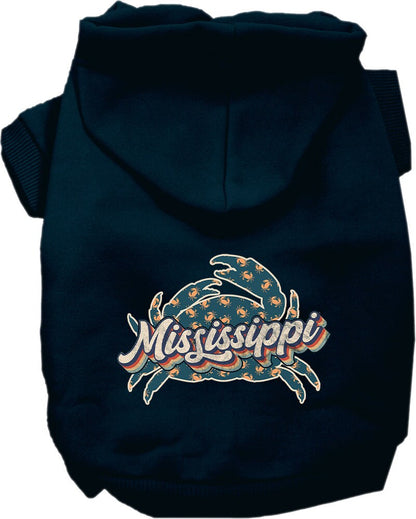 Sudadera con capucha serigrafiada para perros y gatos, para mascotas medianas y grandes (tallas 2XL-6XL), "Mississippi Retro Crabs"