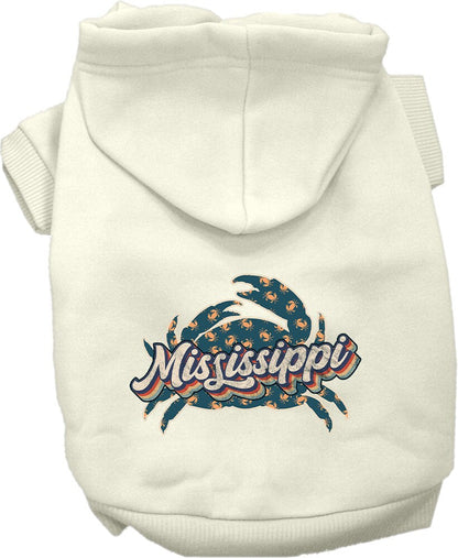 Pet Dog & Cat Screen Printed Hoodie for Medium to Large Pets (Sizes 2XL-6XL), "Mississippi Retro Crabs"