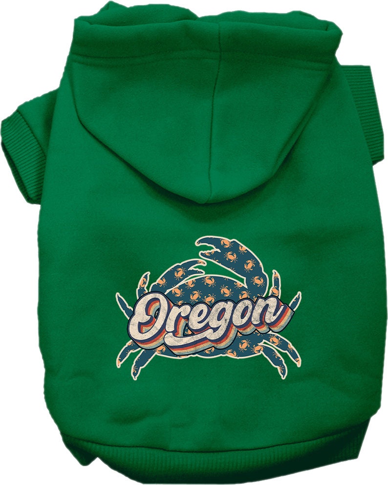 Pet Dog & Cat Screen Printed Hoodie for Small to Medium Pets (Sizes XS-XL), "Oregon Retro Crabs"