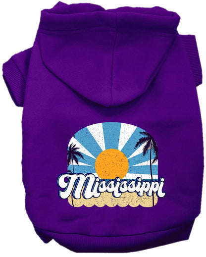 Pet Dog & Cat Screen Printed Hoodie for Small to Medium Pets (Sizes XS-XL), "Mississippi Coast"