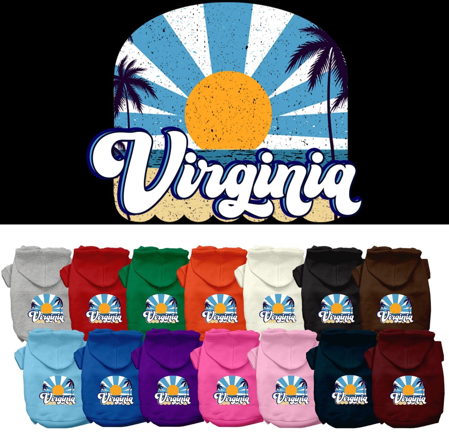 Pet Dog & Cat Screen Printed Hoodie for Small to Medium Pets (Sizes XS-XL), "Virginia Coast"