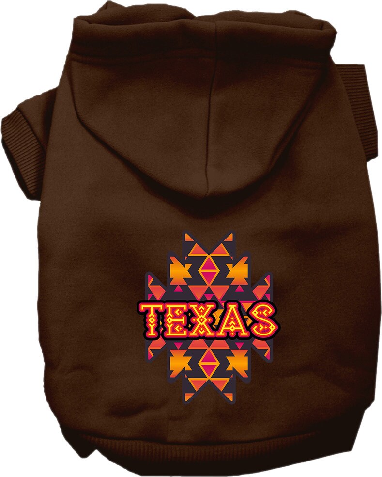 Pet Dog & Cat Screen Printed Hoodie for Small to Medium Pets (Sizes XS-XL), "Texas Navajo Tribal"