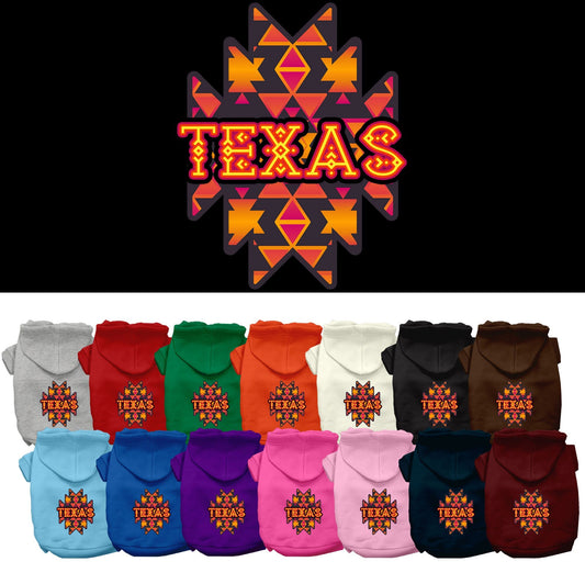 Pet Dog & Cat Screen Printed Hoodie for Small to Medium Pets (Sizes XS-XL), "Texas Navajo Tribal"