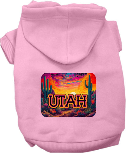 Pet Dog & Cat Screen Printed Hoodie for Small to Medium Pets (Sizes XS-XL), "Utah Neon Desert"