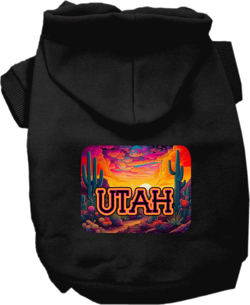 Pet Dog & Cat Screen Printed Hoodie for Small to Medium Pets (Sizes XS-XL), "Utah Neon Desert"