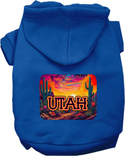 Pet Dog & Cat Screen Printed Hoodie for Small to Medium Pets (Sizes XS-XL), "Utah Neon Desert"