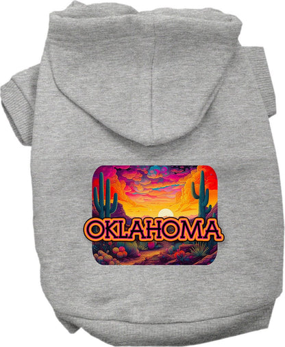 Sudadera con capucha serigrafiada para perros y gatos, para mascotas pequeñas y medianas (tallas XS a XL), "Oklahoma Neon Desert"