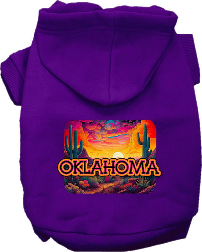 Sudadera con capucha serigrafiada para perros y gatos, para mascotas pequeñas y medianas (tallas XS a XL), "Oklahoma Neon Desert"