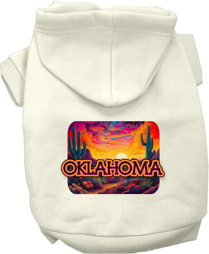 Sudadera con capucha serigrafiada para perros y gatos, para mascotas pequeñas y medianas (tallas XS a XL), "Oklahoma Neon Desert"