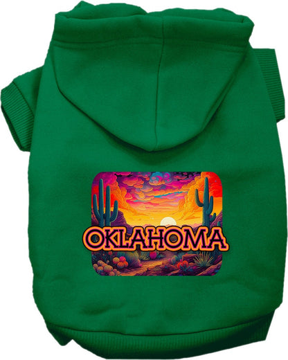 Sudadera con capucha serigrafiada para perros y gatos, para mascotas pequeñas y medianas (tallas XS a XL), "Oklahoma Neon Desert"