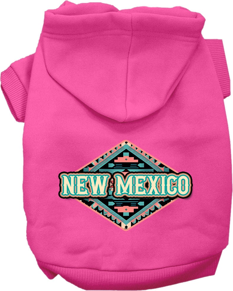 Pet Dog & Cat Screen Printed Hoodie for Small to Medium Pets (Sizes XS-XL), "New Mexico Peach Aztec"