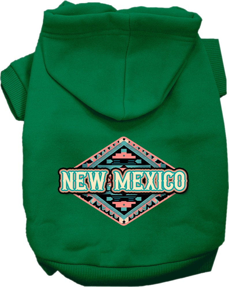 Sudadera con capucha serigrafiada para perros y gatos, para mascotas medianas y grandes (tallas 2XL-6XL), "New Mexico Peach Aztec"