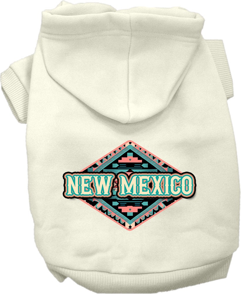 Sudadera con capucha serigrafiada para perros y gatos, para mascotas medianas y grandes (tallas 2XL-6XL), "New Mexico Peach Aztec"