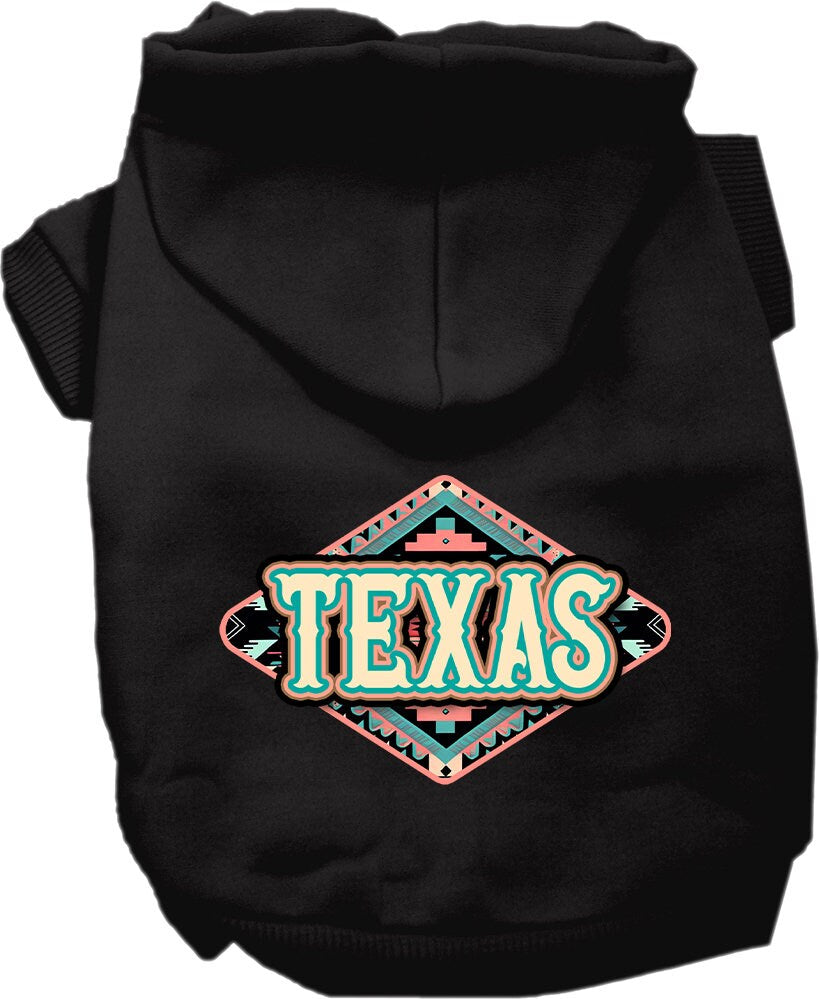 Sudadera con capucha serigrafiada para perros y gatos, para mascotas pequeñas y medianas (tallas XS a XL), "Texas Peach Aztec"