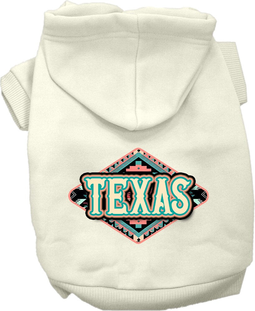 Sudadera con capucha serigrafiada para perros y gatos, para mascotas pequeñas y medianas (tallas XS a XL), "Texas Peach Aztec"