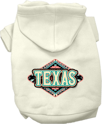 Sudadera con capucha serigrafiada para perros y gatos, para mascotas pequeñas y medianas (tallas XS a XL), "Texas Peach Aztec"