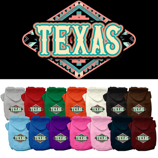 Sudadera con capucha serigrafiada para perros y gatos, para mascotas pequeñas y medianas (tallas XS a XL), "Texas Peach Aztec"