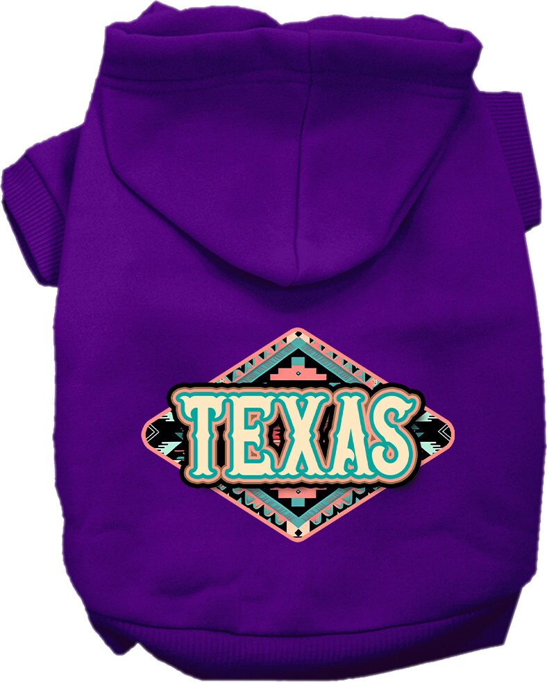 Sudadera con capucha serigrafiada para perros y gatos, para mascotas pequeñas y medianas (tallas XS a XL), "Texas Peach Aztec"