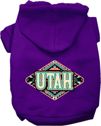 Sudadera con capucha serigrafiada para perros y gatos, para mascotas pequeñas y medianas (tallas XS a XL), "Utah Peach Aztec"