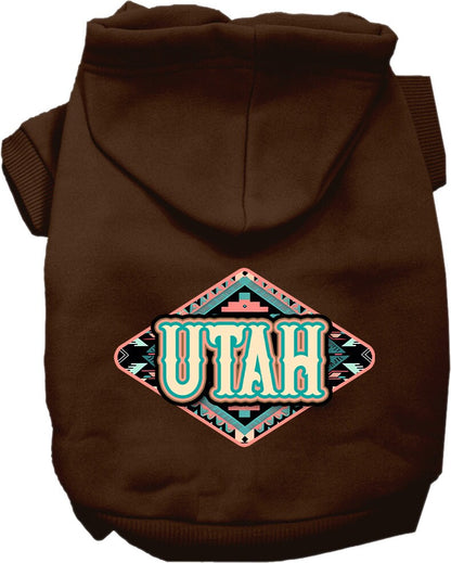 Sudadera con capucha serigrafiada para perros y gatos, para mascotas pequeñas y medianas (tallas XS a XL), "Utah Peach Aztec"