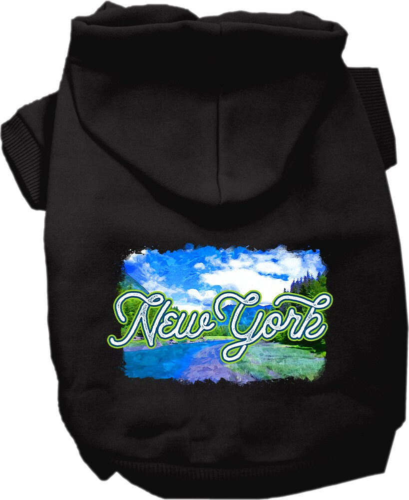 Pet Dog & Cat Screen Printed Hoodie for Small to Medium Pets (Sizes XS-XL), "New York Summer"