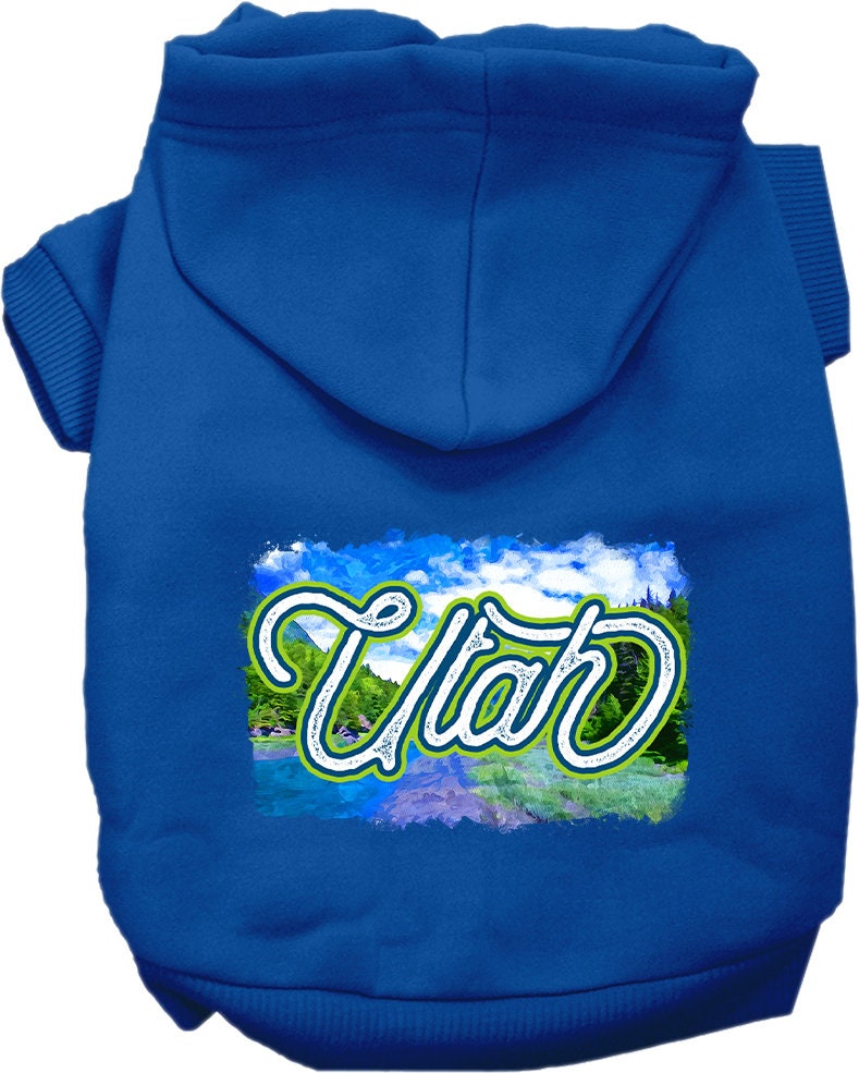 Sudadera con capucha serigrafiada para perros y gatos, para mascotas pequeñas y medianas (tallas XS a XL), "Utah Summer"