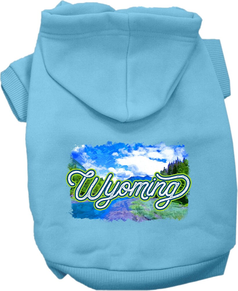 Sudadera con capucha serigrafiada para perros y gatos, para mascotas pequeñas y medianas (tallas XS a XL), "Wyoming Summer"