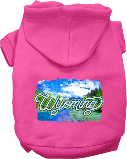 Sudadera con capucha serigrafiada para perros y gatos, para mascotas pequeñas y medianas (tallas XS a XL), "Wyoming Summer"