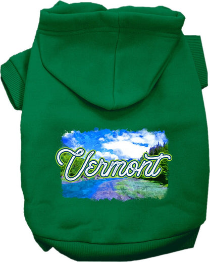 Sudadera con capucha serigrafiada para perros y gatos, para mascotas pequeñas y medianas (tallas XS a XL), "Vermont Summer"