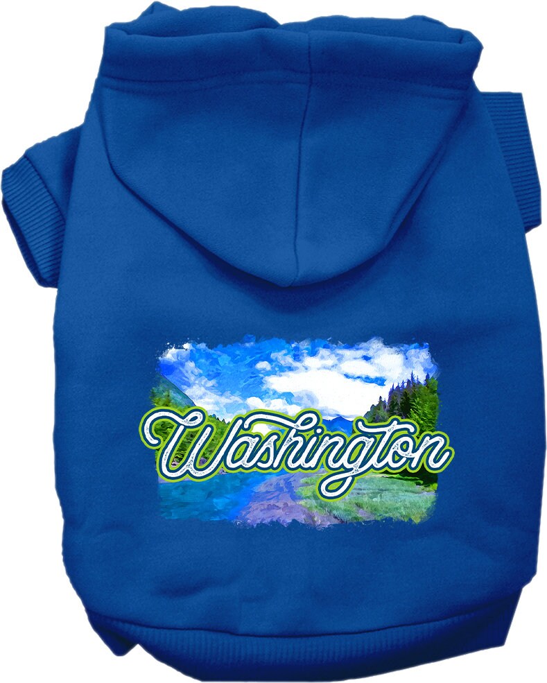 Sudadera con capucha serigrafiada para perros y gatos, para mascotas pequeñas y medianas (tallas XS a XL), "Washington Summer"