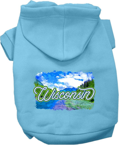 Sudadera con capucha serigrafiada para perros y gatos, para mascotas pequeñas y medianas (tallas XS a XL), "Wisconsin Summer"