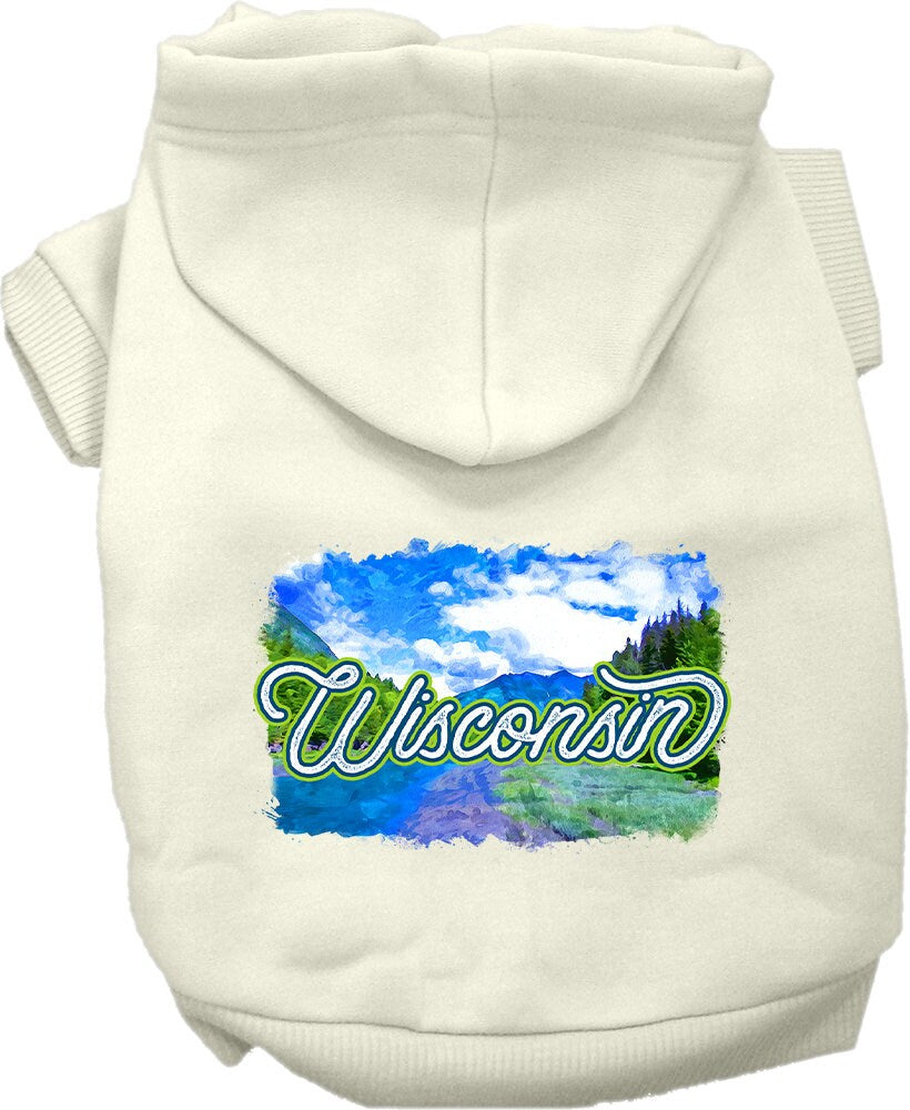 Sudadera con capucha serigrafiada para perros y gatos, para mascotas pequeñas y medianas (tallas XS a XL), "Wisconsin Summer"