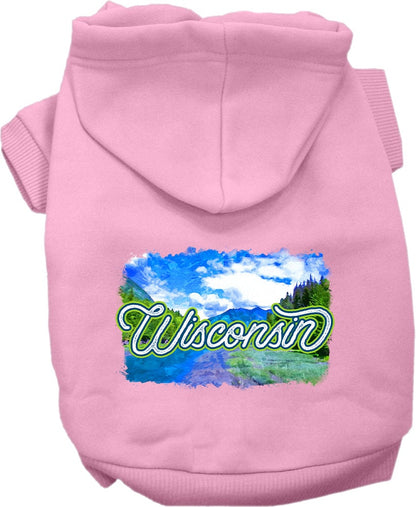 Sudadera con capucha serigrafiada para perros y gatos, para mascotas pequeñas y medianas (tallas XS a XL), "Wisconsin Summer"