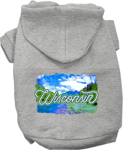 Sudadera con capucha serigrafiada para perros y gatos, para mascotas pequeñas y medianas (tallas XS a XL), "Wisconsin Summer"