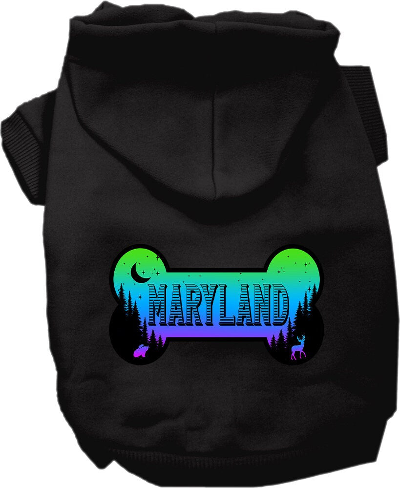 Pet Dog & Cat Screen Printed Hoodie for Small to Medium Pets (Sizes XS-XL), "Maryland Mountain Shades"